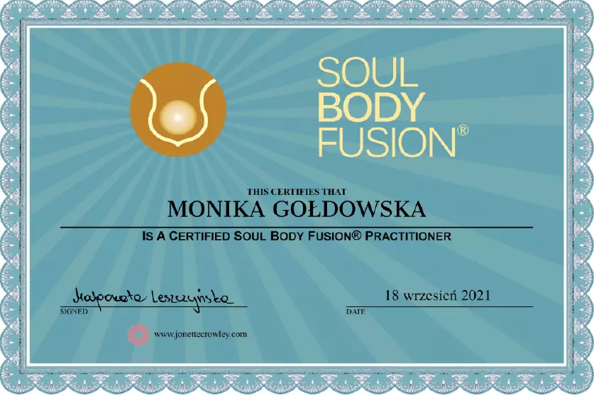 Certyfikat 2 Soul Body Fusion® - Monika Gołdowska